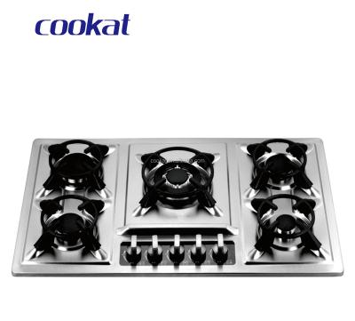 China Commercial Kitchen Appliances Stainless Steel Built In Gas Stove Price With 5 Burner for sale