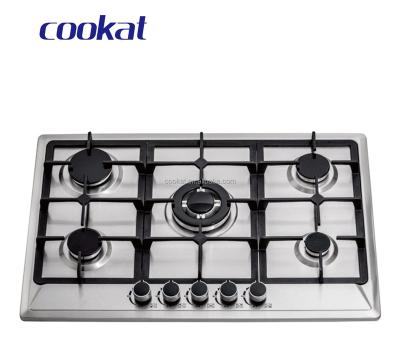 China Cooktop Commercial Home Appliances Black Steel Gas Mills 5 Burner Indoor Gas Stove for sale