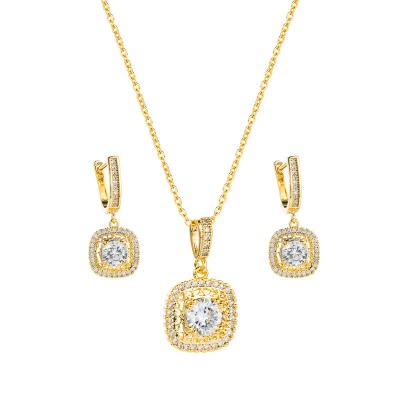 China Bling Luxury Attractive High End Zircon Necklaces Design Factory Direct Selling Pendant Earring Set for sale