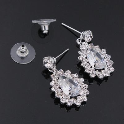 China Attractive Factory Direct Sale 14k Gold Plated Zircon 5a Earrings Water Drop Necklace Earrings 2 Piece Set for sale