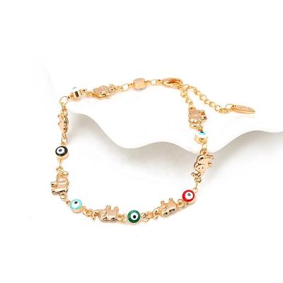 China Elephant Evil Eye Bracelet Attractive Personalized Elegance Temperament 14K Gold Plated Bracelet for sale