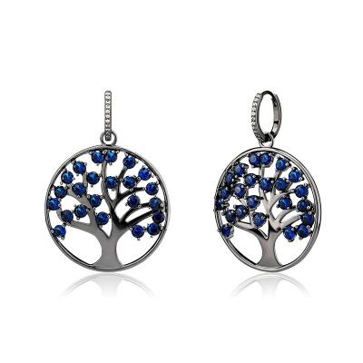 China High Quality Trend Round Hollow Formed Out Of Life Tree Design White Zircon Colored Zircon Personality Decorative Earrings for sale