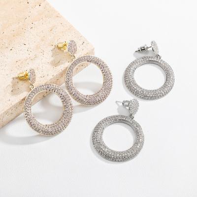 China High Quality Shiny Big Big Full Hoop Earrings Zircon Inlaid Female Exaggerate Hoop Earrings for sale