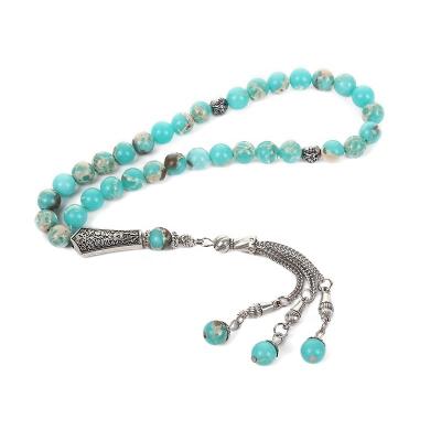 China Attractive Muslim Tesbih Tasbih Bracelet Prayer Beads Jade Stone Arab Turquoise 33 Rosary Tasbeeh for sale