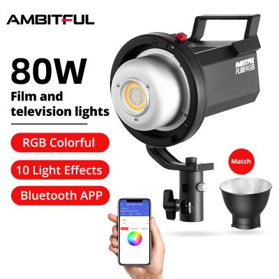 China AMBITFUL FL80 RGB LED Video Light 80W 5600K PORTABLE Outdoor Photography Daylight Lighting Adjust Brightness Bowens Mount Support APP for sale