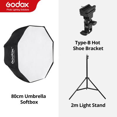 China Hot Godox 80cm Octagon Umbrella Softbox Light Stand Umbrella Shoe Bracket Kit For Canon Nikon Godox Yongnuo Flash Speedlight 80cm for sale