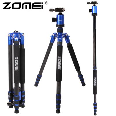 China ZOMEI Z888C PORTABLE Professional Travel Tripod Carbon Fiber Camera Monopod Stand And Ball Head With Bag For DSLR Camera 5 Color Available for sale