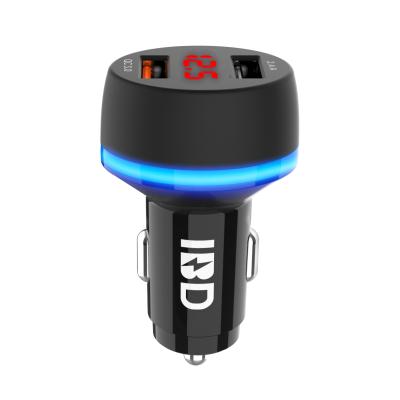 China Unique design of fast speed 30w digital diapaly lcf for current with led bule ring fast car fast charger for cell mobile phone for sale