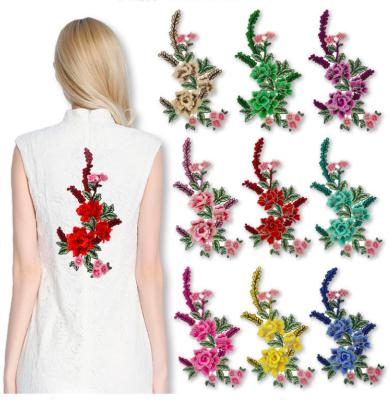 China Large Custom Hydrotropic 3D Patches Embroidery Flower Water Soluble Patches Wholesale for sale