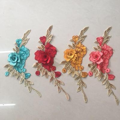 China 3D 3D Embroidered Techniques DIY Handmade Multi Layer Embroidery Flower Patch For Clothes for sale