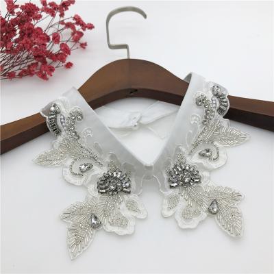 China 3D handmade white detachable necklace, lace beaded necklace for sale