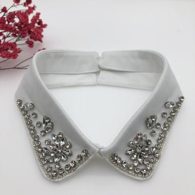 China 3D White Beaded Shirt Half Collar Detachable Decoration Fake Collar Shirt for sale