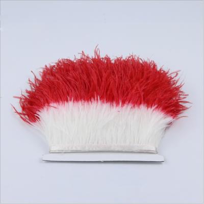 China 20cm DIY Craft Plush Ostrich Feather Fringe Ribbon Trim Red White Price for sale