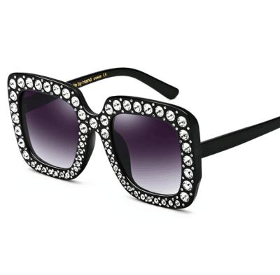 China High Quality Fashion Women Sunglasses Square Sunglasses Brand Designer Luxury Rhinestone Sun Glasses for sale