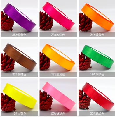 China Factory Wholesale Eco - Friendly Polyester Solid Color Single / Double Faced Satin Ribbon for sale