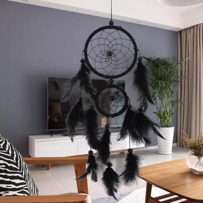 China Europe Dream Catcher Black Tassels Wind Chime Dreamcatcher Tube For Wall Hanging And Wedding Decoration for sale