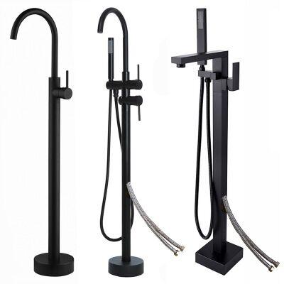 China With Slide Bar Luxury Roman Bathroom Standing Mounted Bathtub Faucet Freestanding Black for sale