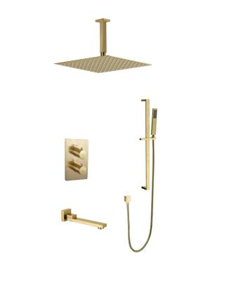 China With Sliding Bar Bathroom Thermostatic Control Brass 10 Inches Concealed Shower Set With Tub Faucet for sale