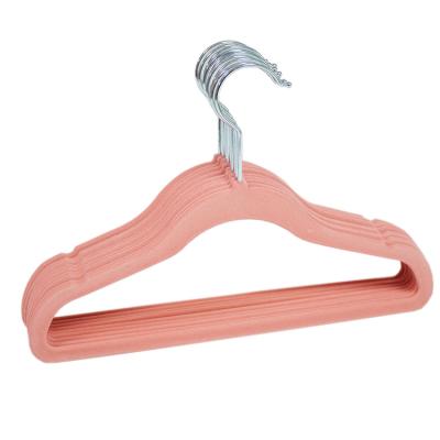 China Charisma thin and light children's coat hanger velvet hanger premium quality space saving velvet flocking hangers strong for kids for sale