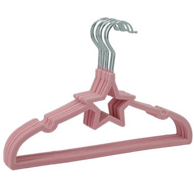 China CHARISMA Kids Velvet Clips Hangers Thin And Light Toddler Pink Hanger Stackable Anti-Skid Star Assembled Hangers Suitable For Baby And Kids Clothes for sale