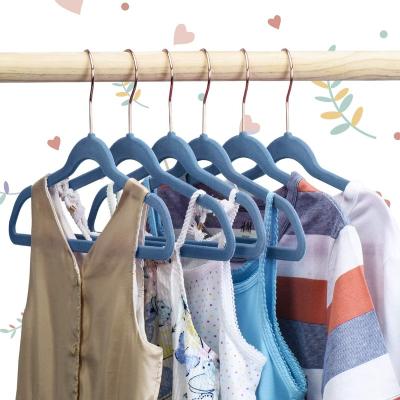 China New Charisma environmental protection kids baby ultra thin non-slip flocking hanger thin and light for infant toddler for sale