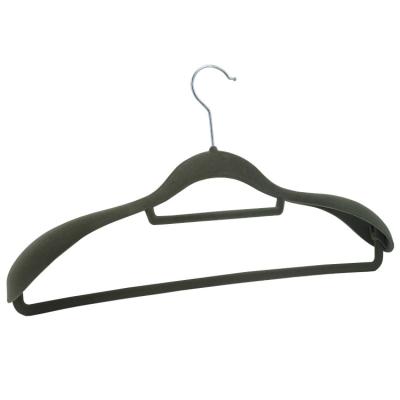 China Custom Made Luxury Flocking Wide Velvet Assembled Coat Hangers CHARISME Shoulder Velvet Men Wardrobe Hanger for sale