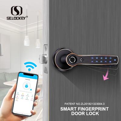 China Anti-peep code s1580 biometric password fingerprint wooden fingerprint door lock blocio inteligente for sale