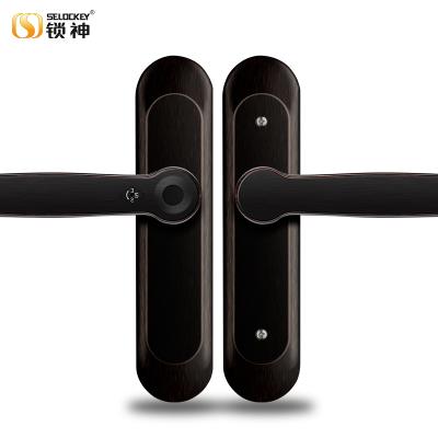 China Anti-peep code Selockey S2200 fingerprint door handle and lock bedroom smart door lock (ttlock app wifi optional) for sale