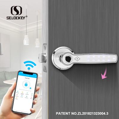 China Home/Apartment/Airbnb/Rental Room/Office Fingerprint Door Lock APP Password TTLOCK APP Door Lock Fingerprint Handle Smart Door Lock SELOCKEY S1580 for sale