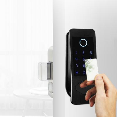 China ttlock smart outdoor BLE power wifi tuya remote app anti alkali door sensor rim duplicating IC card electric motor lock for sale