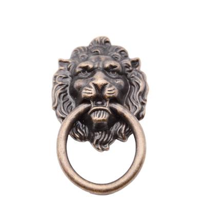 China Antique Zinc Alloy Wood Box Wooden Box Lion Metal Pull Ring Locker Door Handle for sale