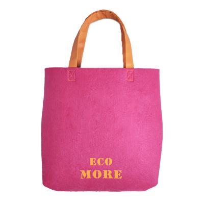 China Recycled RPET Leather Handle Handled Custom Tote Bags Recycled Felt Bags Viable Shopping for sale