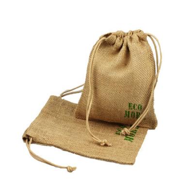 China Drawstring Gift Bag Personalized Natural Jute Hemp Dust Bag Promotional Gift Drawstring Bag for sale