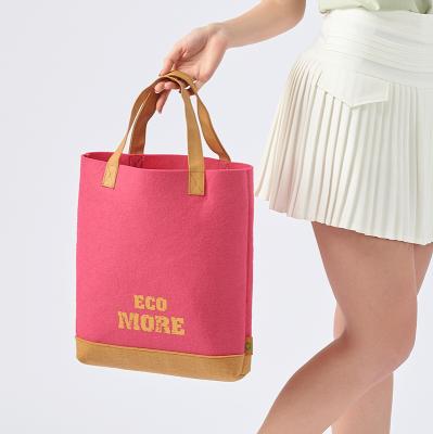 China Handled Shopping Tote Bag Gift Storage Products Sustainable RPET Eco Recycled Felt Lady Handbag for sale