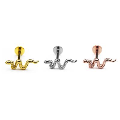 China Hiphop 316 Stainless Steel Snake Piercing Labret Cartilage Helix Circle Body Piercing Jewelry For Women Men for sale