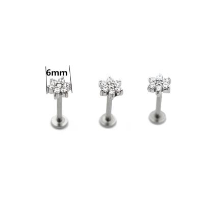 China Zircon Punk Labret Piercing Stainless Steel Targus Ear Casting Labret Stud for sale