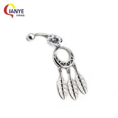 China Romantic Belly Rings 316 Stainless Steel Hanging Belly Button Rings Belly Rings Dangle for sale