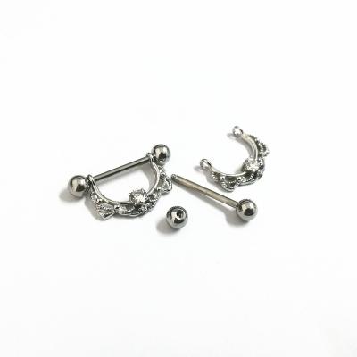 China New Arrival 14g Stainless Steel Gem Nipple Piercing Jewelry Punk Barbell Nipple Piercing for sale