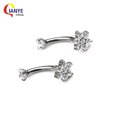 China Fashion Trendy Stainless Steel Eyebrow Studs With Internal Zircon Wire Eyebrow Rings Piercing Jewelry for sale