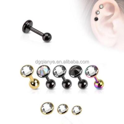 China Stainless Steel Crystal Ear Cartilage Piercing Stainless Steel Plated Cartilage Jewelry for sale