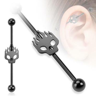 China Industrial Stainless Steel Skull Barbell Industrial Jewelry Piercing Jewelry for sale