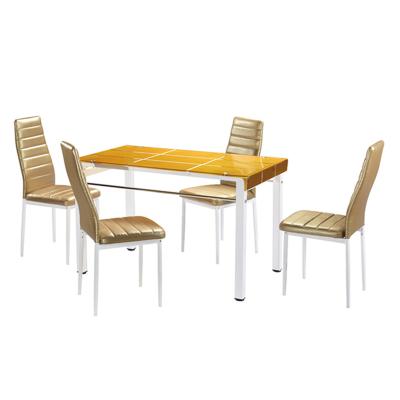 China Good Quality Leaning (Height)Adjustable Leaning Glass Kitchen Table Dining Table Set for sale