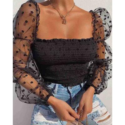 China Mesh One Word Collar Long Spliced ​​Parride Sheathed Mesh Women Sexy Short Chest Top Wrap Perspective Tube Nightclub Top for sale