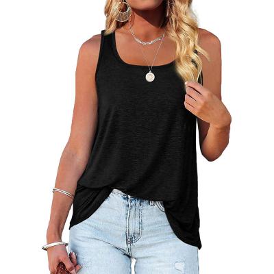 China 2022 New Summer Anti-wrinkle Square Neck Solid Color Tank Top Sleeveless Casual T-shirt for sale