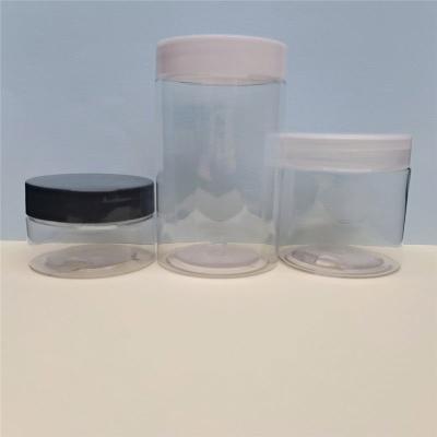 China Candies Empty Packaging 2Oz 8Oz 150Ml 200Ml 300Ml 350Ml Scrub Jar Round Shape Pet Frosted Green Plastic With Black Lid for sale