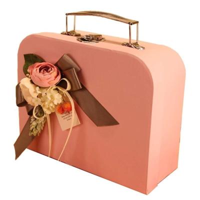 China Europe Cardboard Suitcase Paper Box With Lock For Birthday Party Anniversary for sale