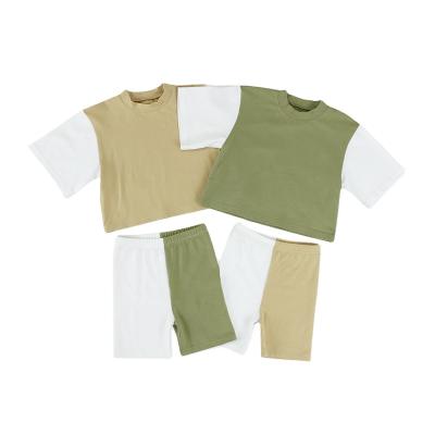 China New Design Casual Summer Kids Clothes Solid Color Shorts Sleeve Pocket Boy Clothing Sets for sale