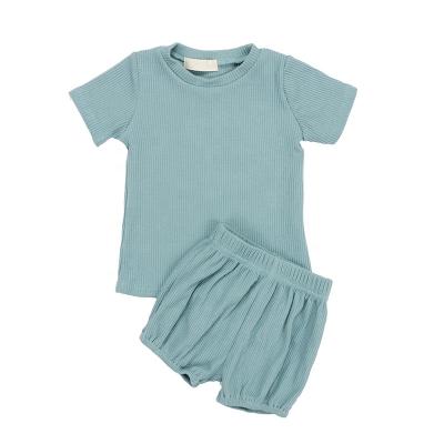 China OEM Factory Breathable High Quality Baby Boy Clothing Elastic Baby Sets Solid Suits for sale