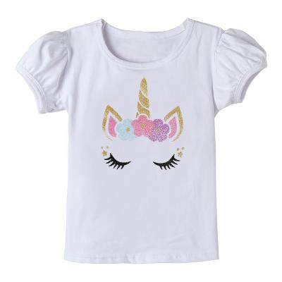 China Breathable Solid White Print Awesome Adorable Babies Unicorn Baby Cotton Novelty T-shirt for sale