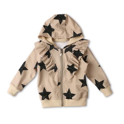 China Breathable Kids Hooded Sweatshirt With Ruffles New Design Long Sleeve Tops Kids Sportswear In Stock for sale